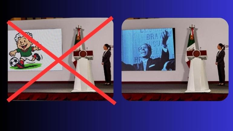 Falso Sheinbaum no presentó a ‘Obragol’ como la mascota del Mundial 2026