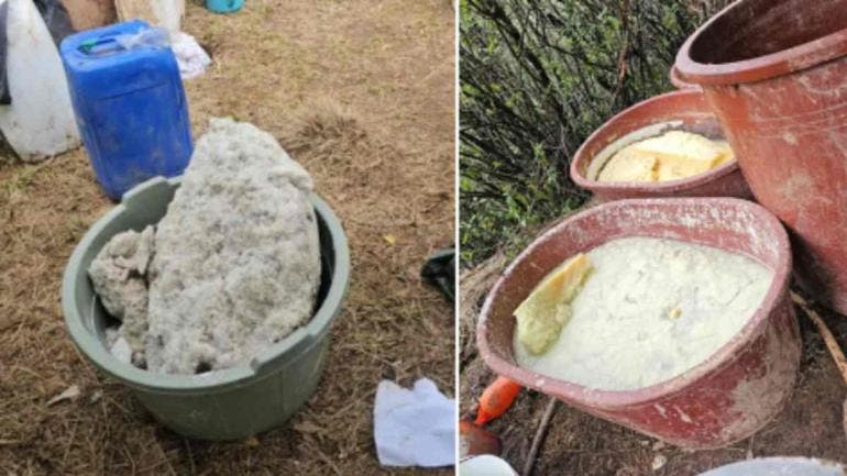 Aseguran narcolaboratorio en Otzolotepec, Edomex