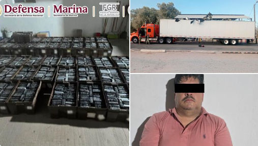 Aseguran tráiler con más de mil paquetes de cocaína en Sonora