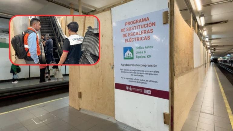 Metro sustituye escaleras eléctricas en Bellas Artes; modifican ascensos y descensos