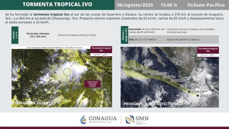 se forma tormenta tropical Ivo Pacifico