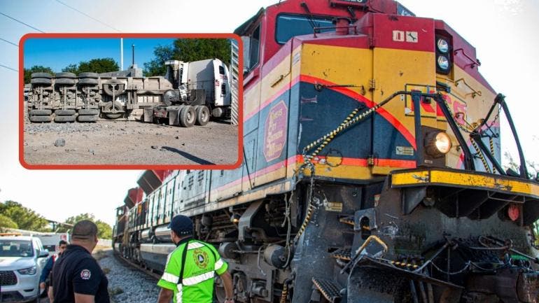 Choque entre un tren y un tractocamión