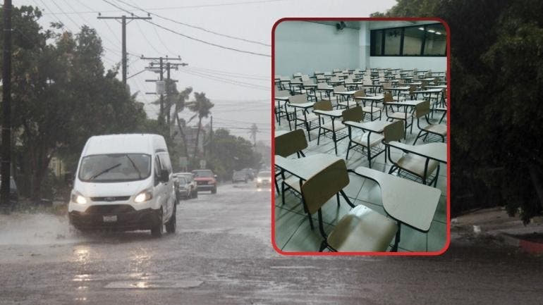 Tarde lluviosa en BCS y un salón de clases vacío