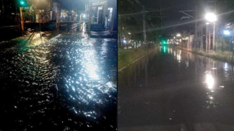 Tren Ligero inundación de vías
