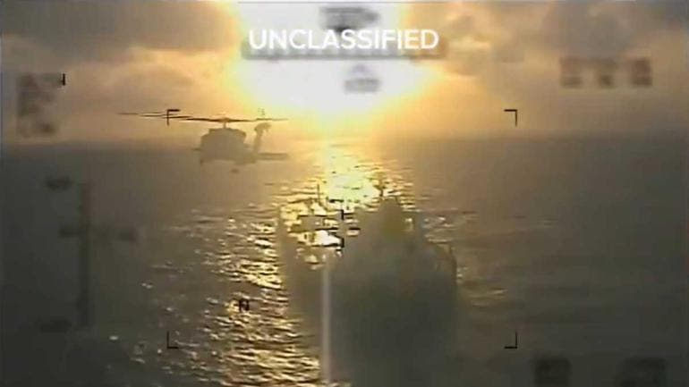 petrolero en aguas internacionales del mar Caribe frente a las costas de Venezuela