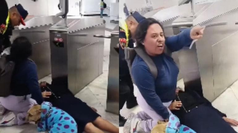 En las imágenes, la mujer que graba afirma que la adulta mayor habría sido golpeada, mientras que policías del Metro niegan que haya existido alguna agresión 