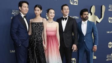 Elenco de 'Squid Game', Lee Jung-jae, HoYeon Jung, Kim Joo-ryeong, Park Hae-soo y Anupam Tripathi.