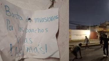 Vecinos y cartel en contra de los Pancho Villa