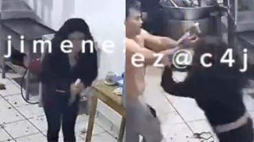 Mujer ataca con cuchillo a su esposo