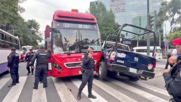 patrulla metrobus choque Insurgentes Sur Miguel Angel Quevedo