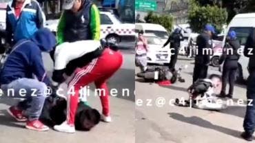 (video) Ratero es detenido tras caer de su moto en Miguel Hidalgo