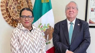 Rosa Icela Rodríguez llega al Vaticano para misa de inicio de pontificado de León XIV