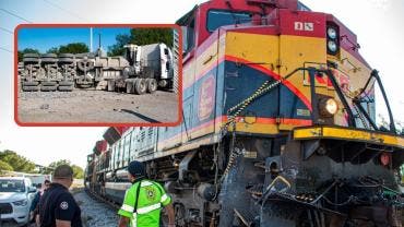 Choque entre un tren y un tractocamión