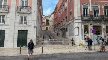 Lugar del accidente del funicular en Lisboa