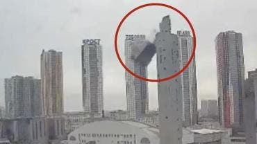 Derrumbe en la demolición de antigua estación de esquí en Moscú 