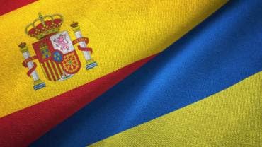 Banderas Ucrania y España 
