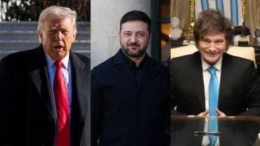 Donald Trump, Volodimir Zelenski y Javier Milei