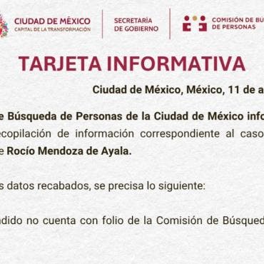 nunca hubo desaparicion Rocio Mendoza de Ayala