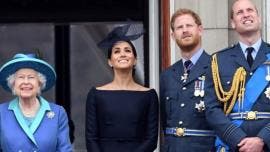 La reina Isabel, Meghan, Enrique y Guillermo