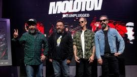 Los integrantes del grupo Molotov Micky Huidobro, Paco Ayala, Randy Ebrigth y Tito Fuentes.