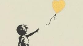 El grabado 'Niña con globo' de Banksy.
