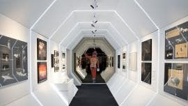 Vista de la sala de '2001. Una odisea en el espacio' que forma parte de la exposición sobre Stanley Kubrick que reúne más de 600 piezas en el Círculo de Bellas Artes de Madrid.