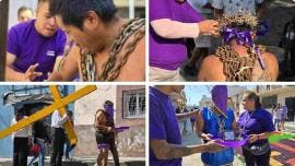 Atlixco, Puebla: Engrillados cargan hasta 50 kilos para conmemorar el Viernes Santo
