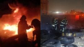 Cuerpo heroico de Bomberos en el incendio