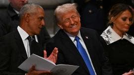 Barack Obama y Donald Trump en funeral de Jimmy Carter