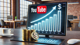 Imagen principal del artículo: Una computadora representando la monetización generada a través del contenido en YouTube.