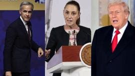 Donald Trump, Claudia Sheinbaum y Mark Carney