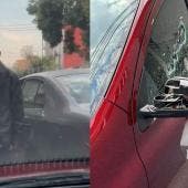 Conductor destroza cristales de un auto con un tubo tras choque en la Del Valle