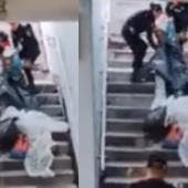 Policías sacan a rastras a hombre en situación de calle en Metro Niños Héroes