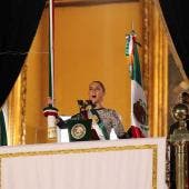 Claudia Sheinbaum en el balcón presidencal