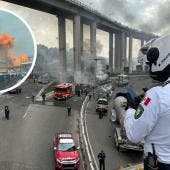 El incendio, registrado en uno de los nodos de comunicación más importantes entre la capital y el Estado de México, provocó afectaciones en la movilidad y la suspensión de servicios de transporte