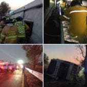 Volcadura de autobús en la carretera Morelia–Pátzcuaro