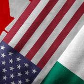 Banderas Canadá, Estados Unidos y México 