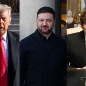 Donald Trump, Volodimir Zelenski y Javier Milei