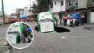 No se reportaron personas lesionadas tras el incidente. Autoridades indicaron que el socavón se habría originado debido a las fuertes lluvias