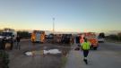 Autobús de pasajeros vuelca en la carretera Hermosillo-Guaymas
