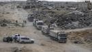 Camiones con ayuda humanitaria en Rafah