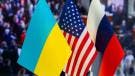 Banderas Ucrania, Rusia y Estados Unidos