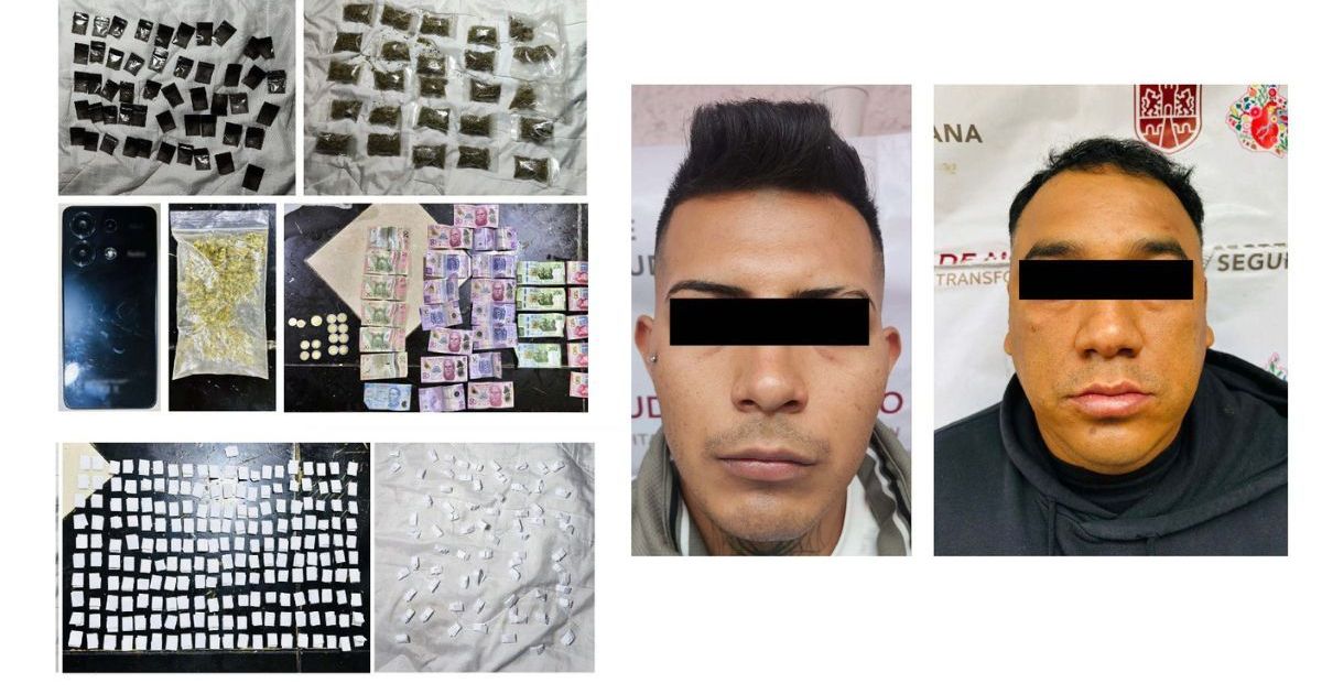 Aseguran más de 400 dosis de drogas y detienen a dos en cateos en Iztacalco