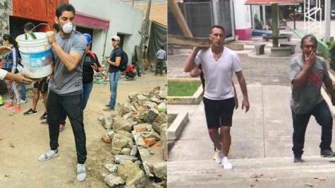 Los futbolistas Jesús Corona y 'Chaco' Giménez se sumaron a remover escombros