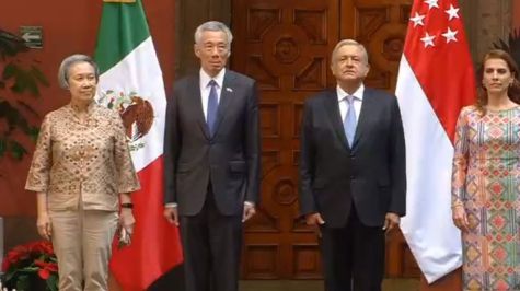 AMLO recibe al primer ministro de Singapur en Palacio Nacional