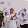 Sheinbaum da banderazo a obras del Tren Maya de carga en Progreso