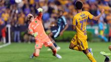 Ozziel Herrera anota el primer gol de Tigres ante Seattle Sounders en las ida de cuartos de Concachampions (Mexsport)