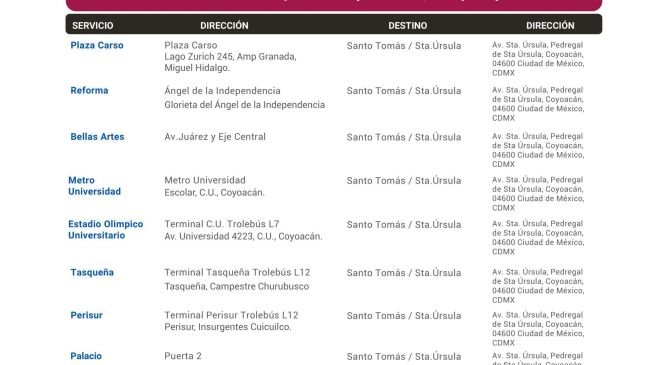 El traslado tendrá un costo de 60 pesos.