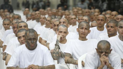 Juicio masivo en el CECOT 400 líderes de la MS13 frente a la justicia de El Salvador (EFE)