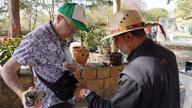 Personal de la zona arqueológica de Monte Albán revisa a turistas, a su ingreso a Monte Albán, Oaxaca (EFE)
